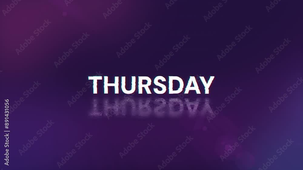 Poster thursday text with screen effects of technological failures. spectacular screen glitch with various 
