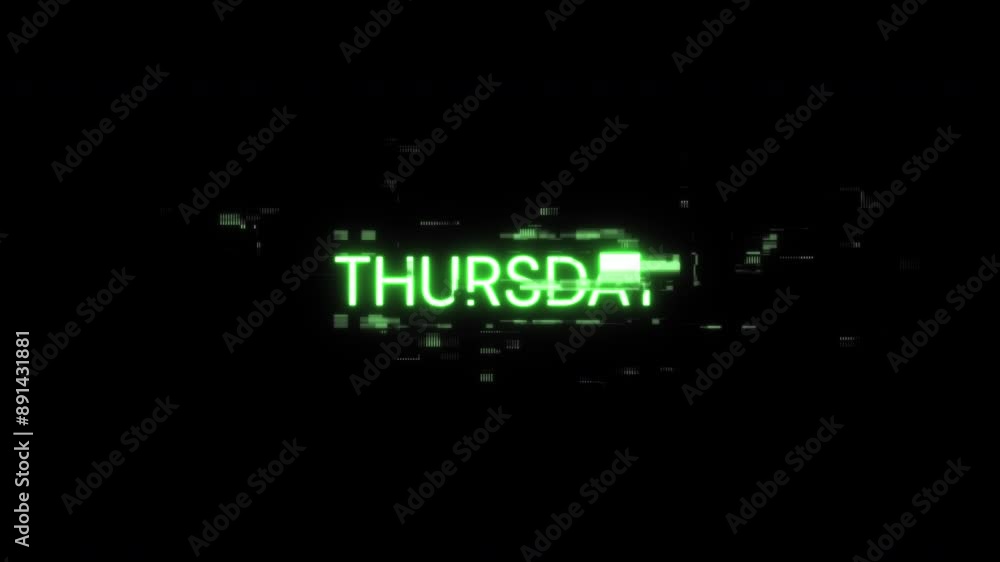 Poster thursday text with screen effects of technological failures. spectacular screen glitch with various 