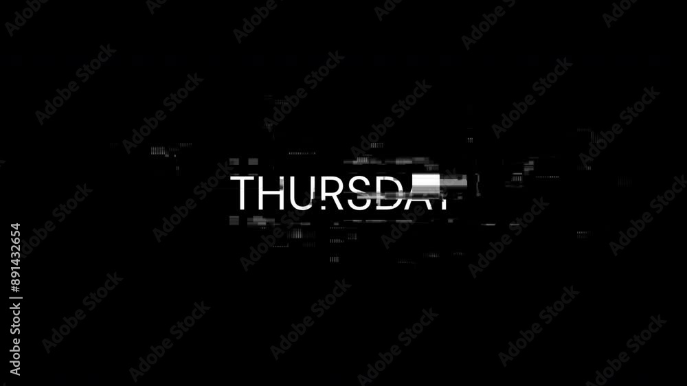 Poster thursday text with screen effects of technological failures. spectacular screen glitch with various 