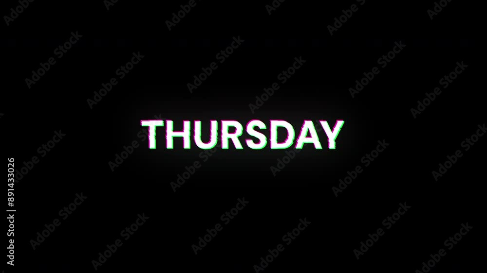 Poster thursday text with screen effects of technological failures. spectacular screen glitch with various 