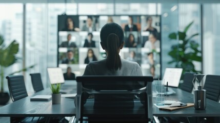 Virtual Meeting of Logistics Professionals in Modern 3D Office Setting, Generative Ai