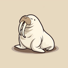 Fototapeta premium Arctic White Walrus Tusk: A Minimalist Logo Approach