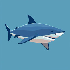 Fototapeta premium Minimalist Ocean Blue Shark Fin Icon