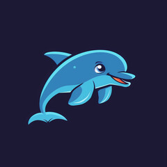 Obraz premium Cerulean Dolphin Smile: A Playful Logo for Joyful and Sociable Brands