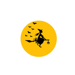 Halloween moon witch