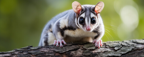 Sugar Glider Perched on Tree Branch in Daytime