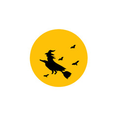 Halloween moon witch