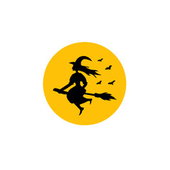 Halloween moon witch