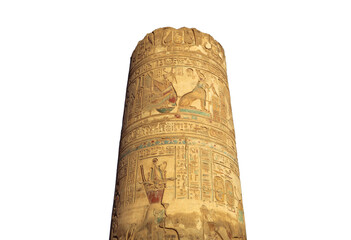 Ancient egyptian carvings on a column at Kom Ombo temple 
