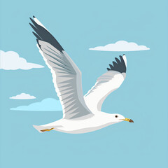 Fototapeta premium Flight in Freedom: Soaring Sky Blue Seagull Wing Icon