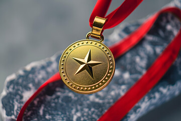 Award Golden Medal Mockup isolated on white background
