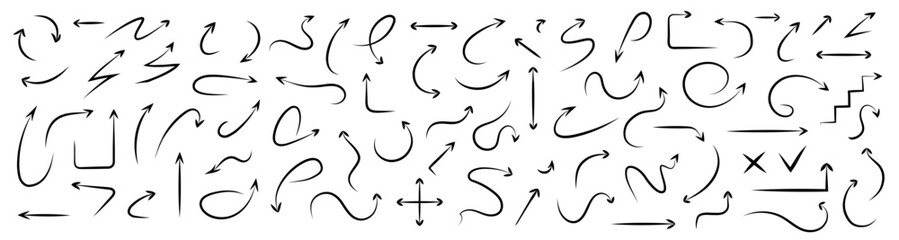 Vector arrow set hand draw color style