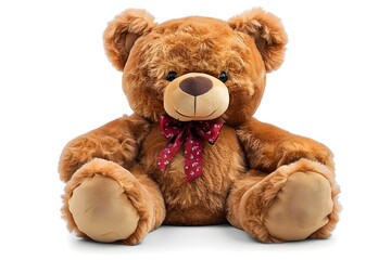 Obraz premium Adorable Plush Teddy Bear with a Red Bow Tie