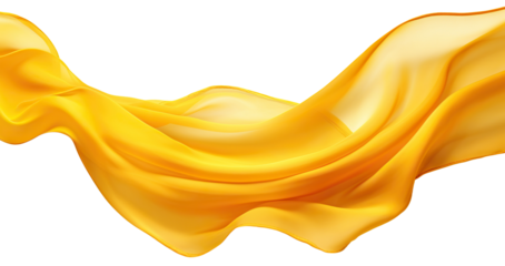 Yellow silk cloth floating, cut out