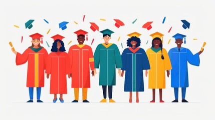 Diverse Group of Graduates Celebrating Graduation Ceremony..