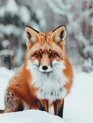 Fototapeta premium Curious Fox in Snowy Landscape
