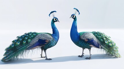 Fototapeta premium male and female peacock standing isolated on white background