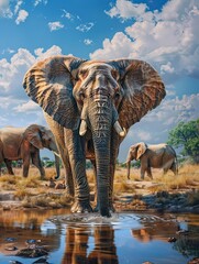 Fototapeta premium Gentle Giant Elephant at Waterhole