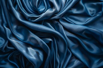 Fototapeta premium Luxurious Blue Satin Fabric Draped Elegantly