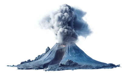 Erupting volcano, cut out
