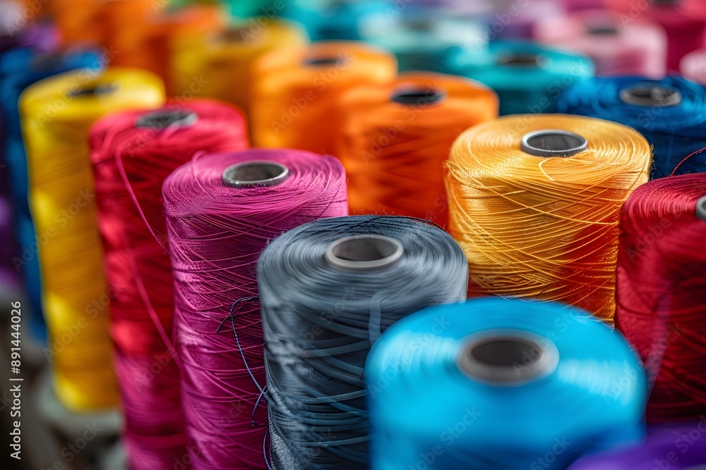 Aufkleber vibrant spools of thread in a colorful display