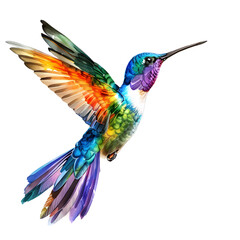 Fototapeta premium Colorful flying hummingbird isolated on a white background