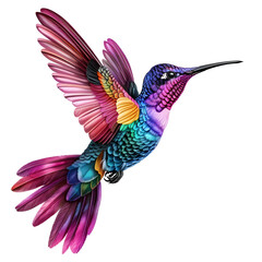 Obraz premium Colorful flying hummingbird isolated on a white background