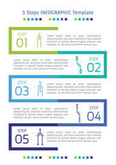 Obraz premium 5 steps infographic template, colorful line with text frame and symbols