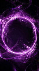 A black backdrop features a purple ring frame that glows, complete with magical effects, energy flows, and sparkling light swirls.