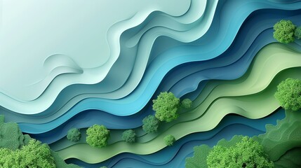 Abstract background with a smooth gradient in blue and green tones ideal for eco-friendly and sustainable project slides Illustration Flat Color, Clip Art Style , Minimalism,