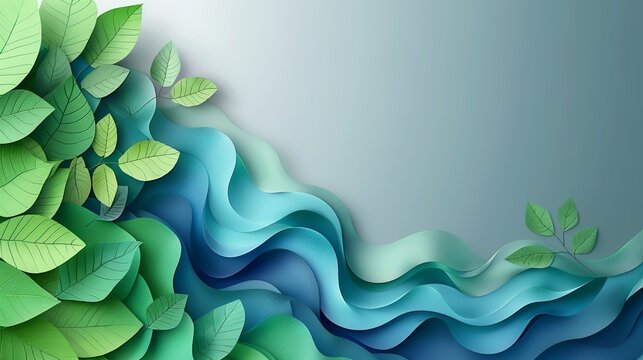 Abstract background with a smooth gradient in blue and green tones ideal for eco-friendly and sustainable project slides Illustration Flat Color, Clip Art Style , Minimalism,