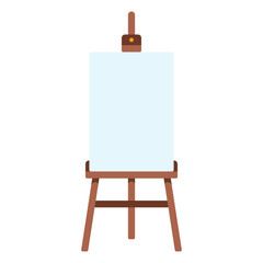 Artist Easel stand. Art Holder for painting and clear empty canvas. Wooden equipment for creativity. Simple and quite vector illustration.