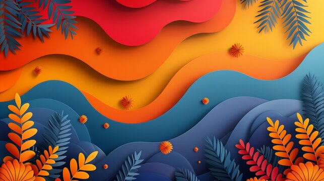 Modern abstract background with overlapping shapes and vibrant hues ideal for professional business presentations Illustration Flat Color, Clip Art Style , Minimalism,