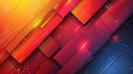 Simple and vibrant abstract background with bold geometric lines and gradient effects perfect for industrial and technology-focused presentations Illustration Flat Color, Clip Art Style , Minimalism,