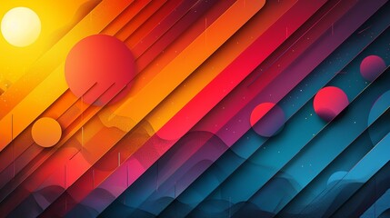 Simple and vibrant abstract background with bold geometric lines and gradient effects perfect for industrial and technology-focused presentations Illustration Flat Color, Clip Art Style , Minimalism,