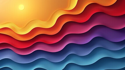 Fototapeta premium Simple abstract background with gradient waves in vibrant hues perfect for business presentations focused on growth and innovation Illustration Flat Color, Clip Art Style , Minimalism,