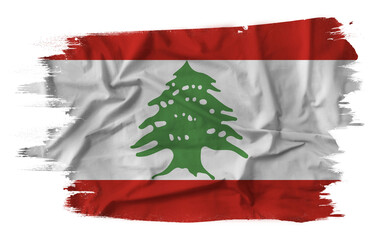 Lebanon flag on brush paint stroke.
