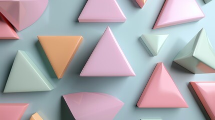 Colorful abstract background with a mosaic of triangles in various shades perfect for creative business presentations 3D Illustration image , Minimalism,