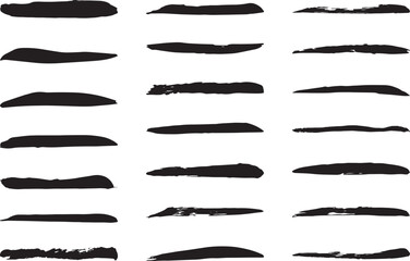 手書きの筆のライン素材　ベクター　線　黒　Set of grungy vector black brushes.ink brush strokes. brush collection isolated.