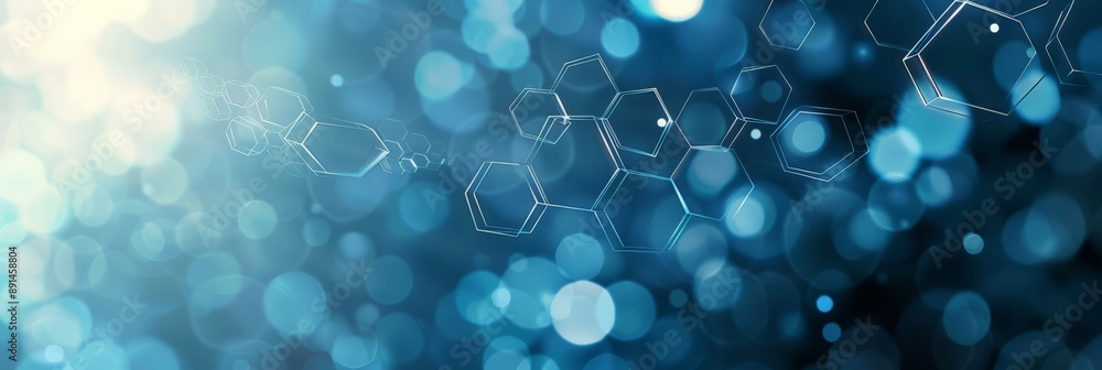 Poster abstract medical background with hexagonal patterns and bokeh light effects. represents modern healt