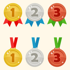 Medals for 1st, 2nd and 3rd place