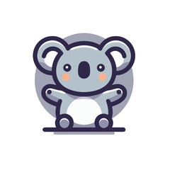 flat vector logo of a koala, logo of a  cute koala