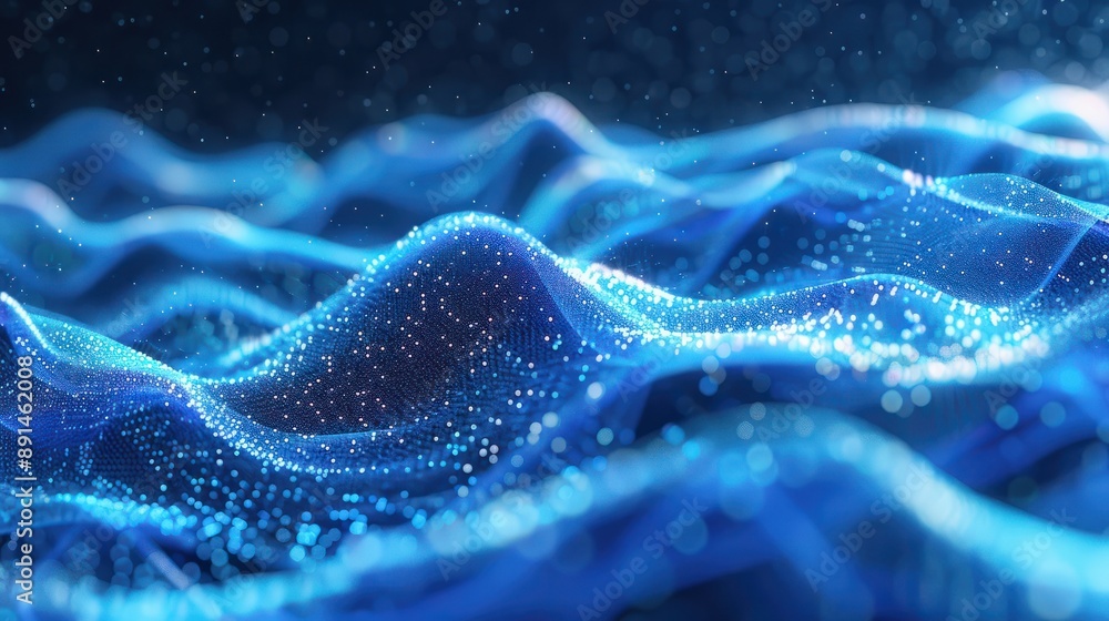 Poster abstract wave particle technology background design, big data communication technology science and t