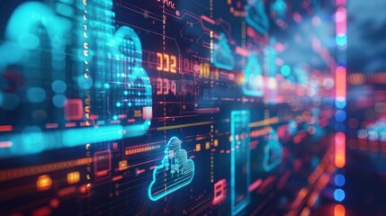 bank on digital technology network, online banking, digital money exchange, data and information on cloud commercial