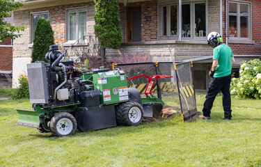 Stump removal grubbing machine