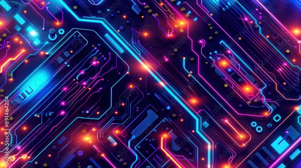 Poster circuit board patterns, abstract backgrounds resembling circuit boards, symbolizing technology and c