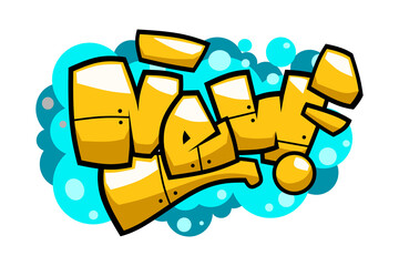 new word graffiti text sticker illustration