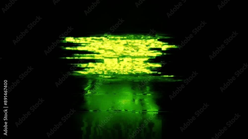 Poster loop animation text of news update neon green glitch text effect cinematic title on black abstract b