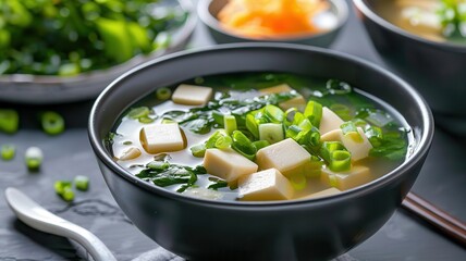 Probiotics-rich miso soup, aiding digestive bacteria