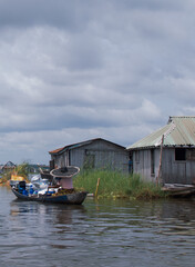 Ganvie, Benin - October 26, 2023 - beautiful view of Ganvie